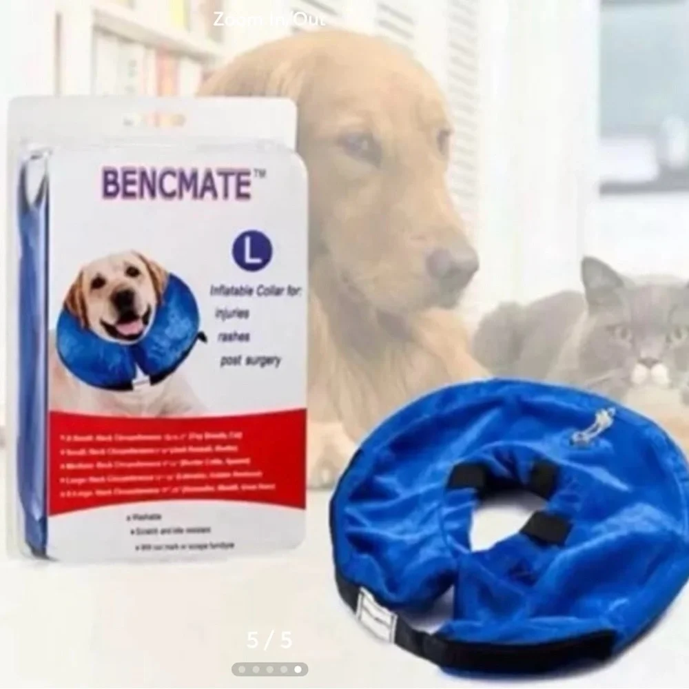 New Bencmate Dog/ cat inflatable neck collar fits neck 12”-18”, for rehab